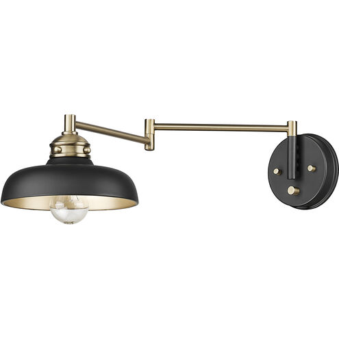Ellison 24.75 inch 60 watt Matte Black/Vintage Brass Swing Arm Sconce Wall Light